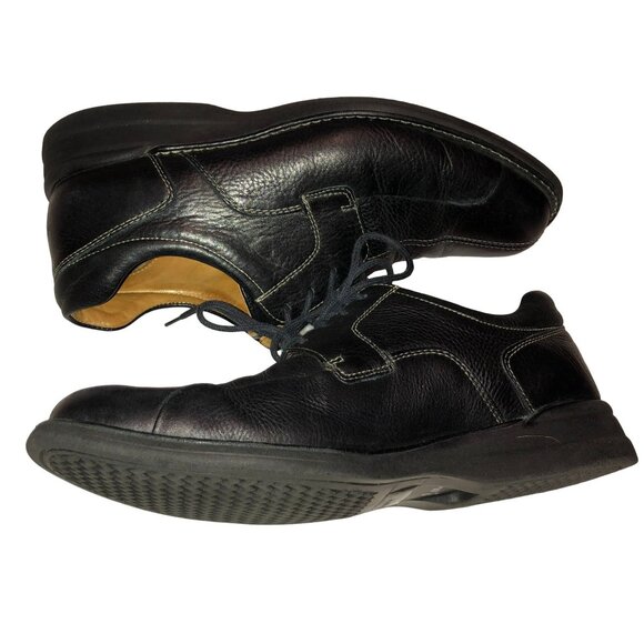 Black Leather Shuler Bike Toe Oxford Shoes 9 Johnston & Murphy Casual to Dress